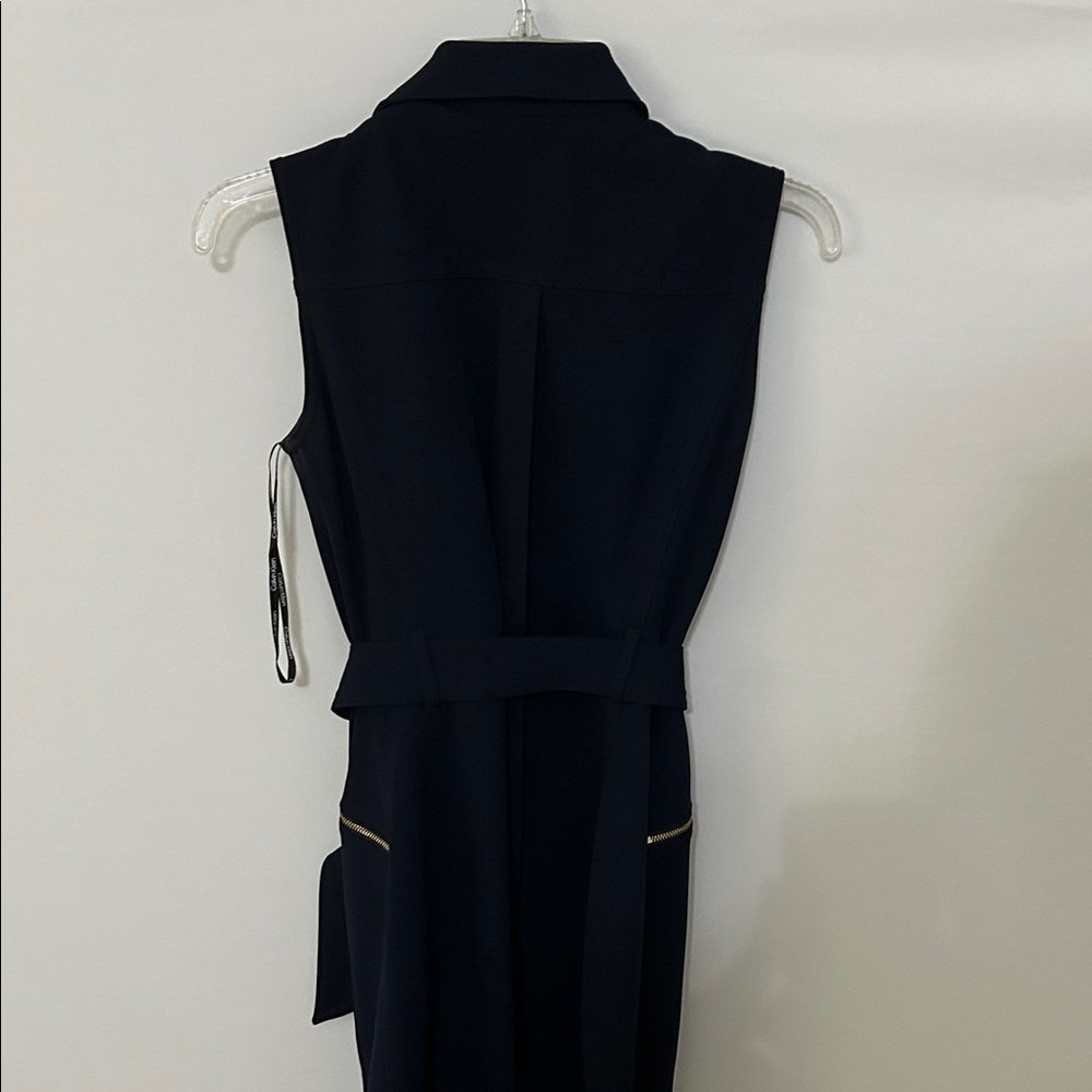Calvin Klein Navy Dress with Gold Accents - Picture 3 of 5